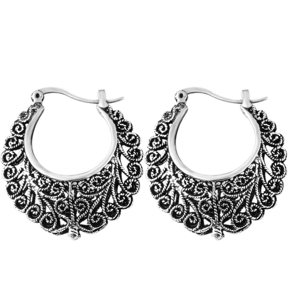 Hollow Carved Double-sided Half Circle Earrings