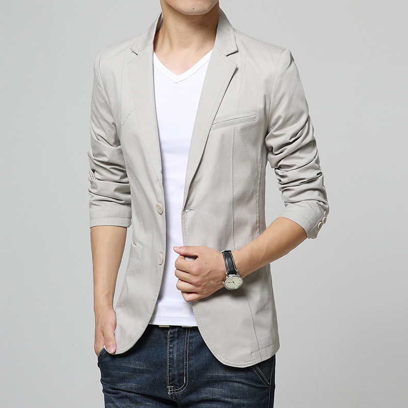 Title 6, Casual solid color wash cotton small suit