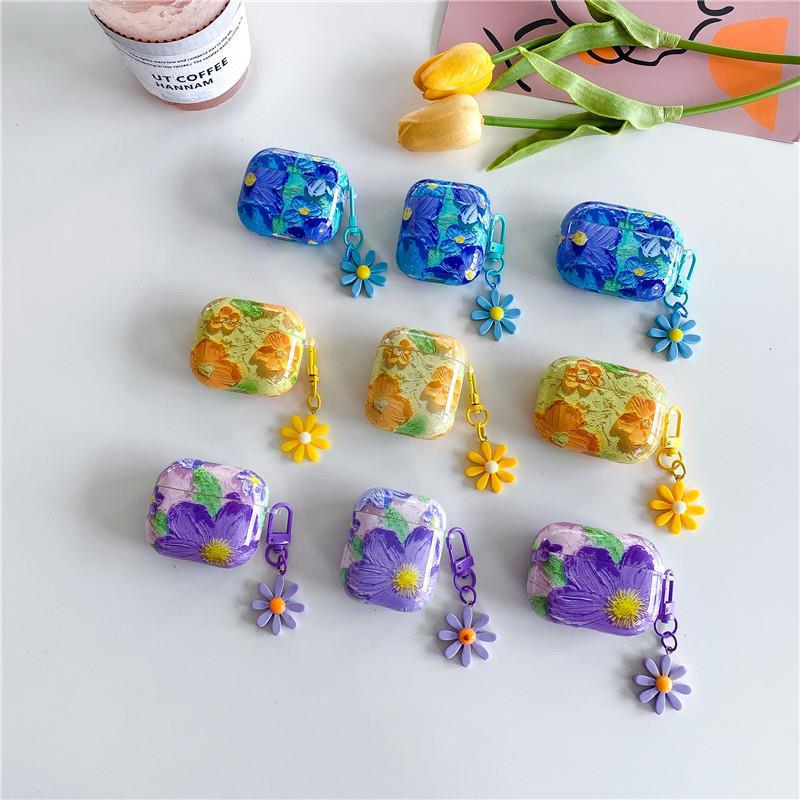 Title 1, Oil Painting Flower Earphone Protective Cover