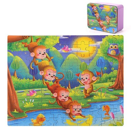 Title 2, 100pcs Puzzle Iron Box Children