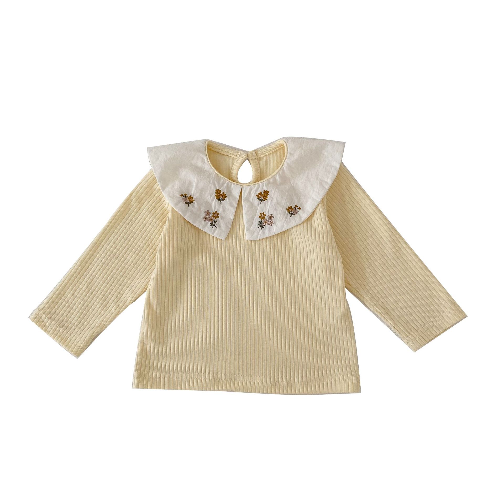 Women's Treasure Thin Underlay Cotton Embroidered Collar Long Sleeve T-shirt