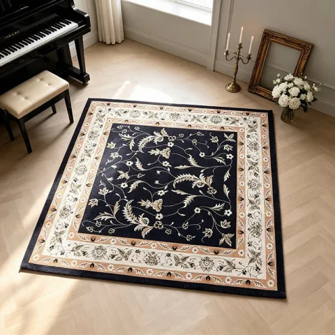 1pc Square Vintage Jacquard Area Rug