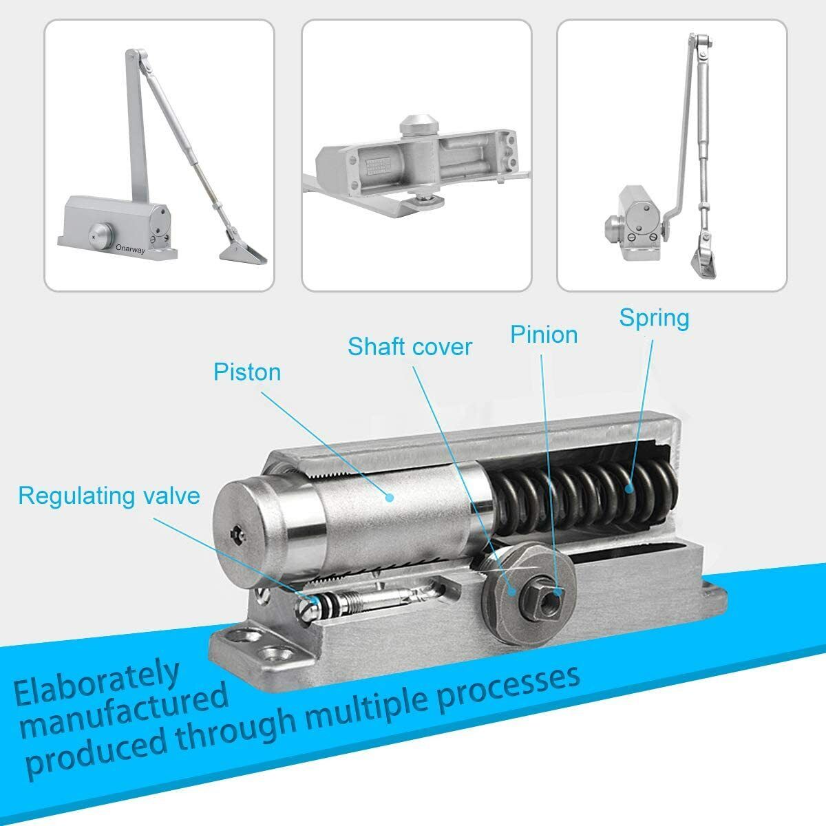 40-65KG Heavy Duty Fire Rated Overhead Door Closer Opener Adjustable Soft Close