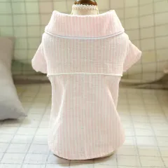 Pet Dog Cat Clothing Home Clothing Striped Cotton And Linen Pajamas - Pink - View 1