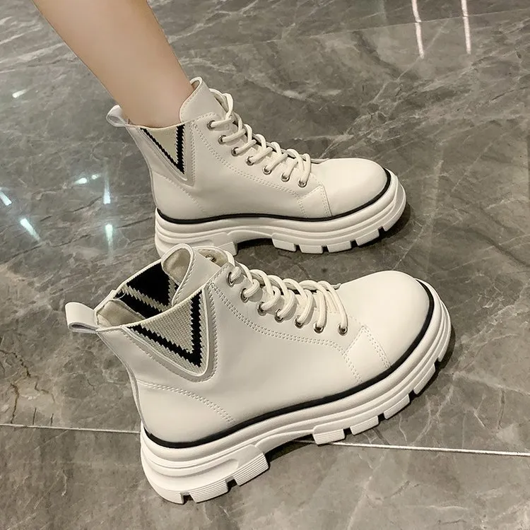 Autumn Autumn Shoes Martin Boots Autumn Thick Soled Casual Sports Sneakers - White