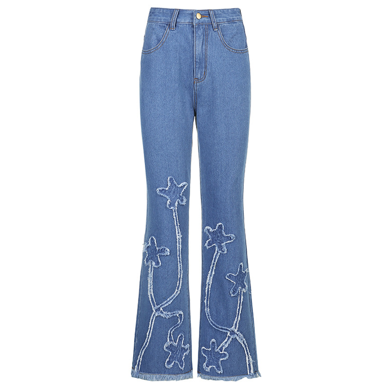 High Waist Slim Fit Flared Jeans Casual Trousers