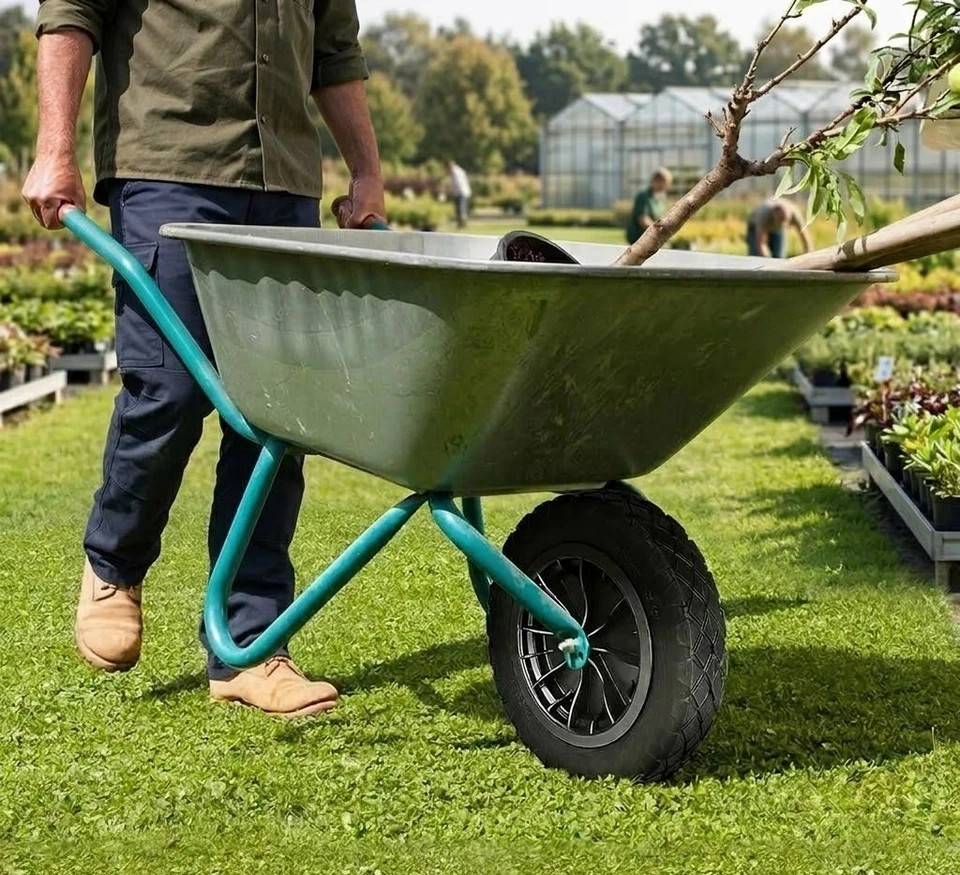 PU Wheelbarrow Wheel 14 Inch 3.50-8 Puncture Proof Solid Heavy Duty Tyre Black — image 5