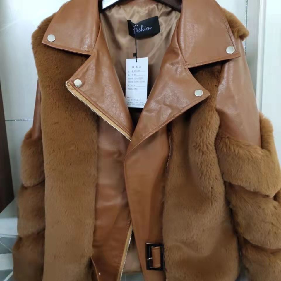 Faux Fox Hair Motorcycle Coat