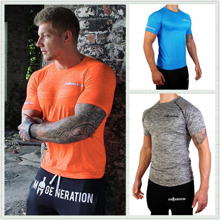 Summer Men's Running Sports Stretch Breathable Short Sleeves