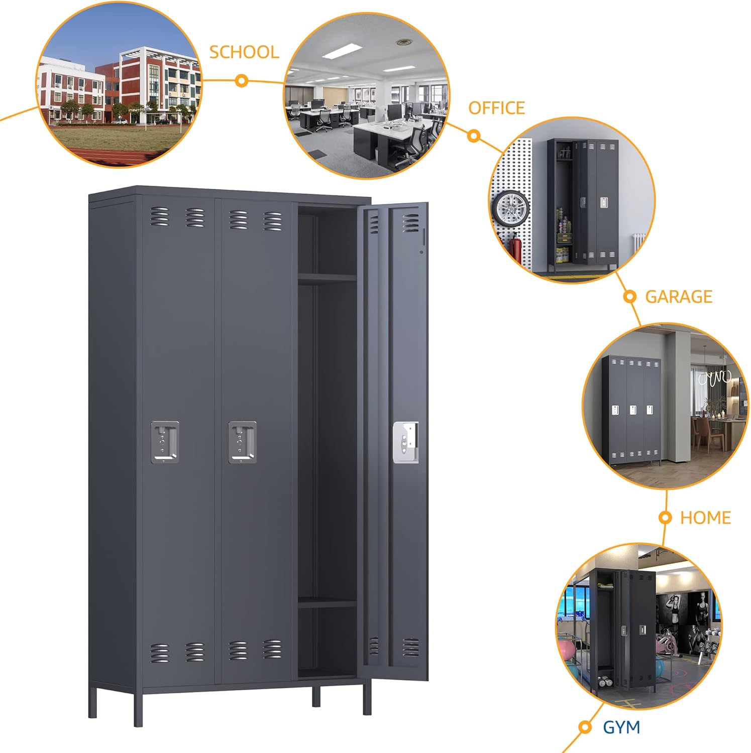 15 Doors Metal Lockers For Employees For Offices School Gyms Home,Assembly Required,Dark Gray 4