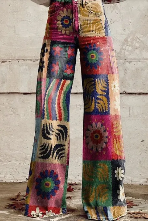 Daily High Rise Pattern Pocket Wide Leg Pants Plain - Shop at LoveMi
