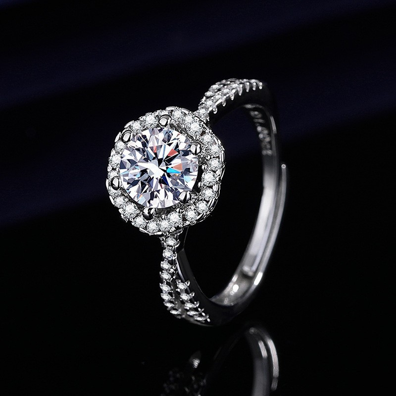 Elegant 1ct Simulated Moissanite Six Prong Ring Luxury Wedding Jewelry For Women thumbnail 2