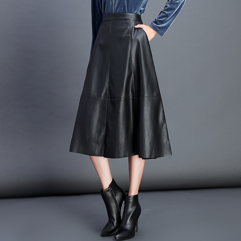 Title 6, Classic Korean Women Pu Leather Skirt Skirt Ple...