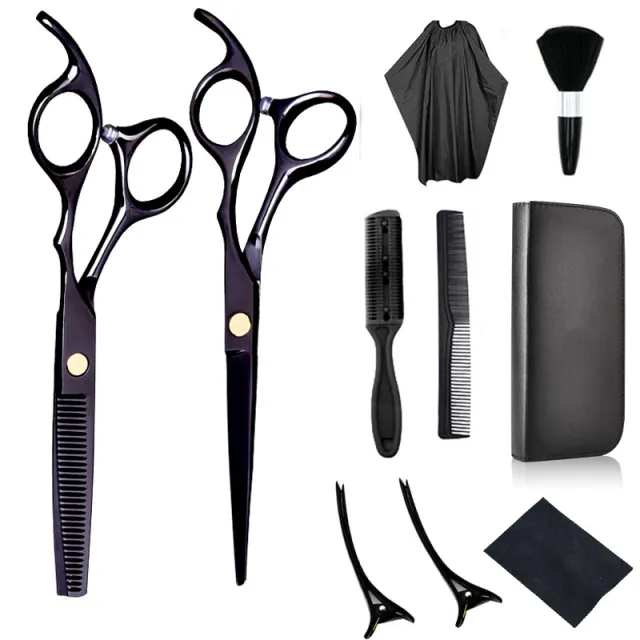 Household Flat Cut Color Hair Salon And Haircut Scissors Set Black - Shop at LoveMi