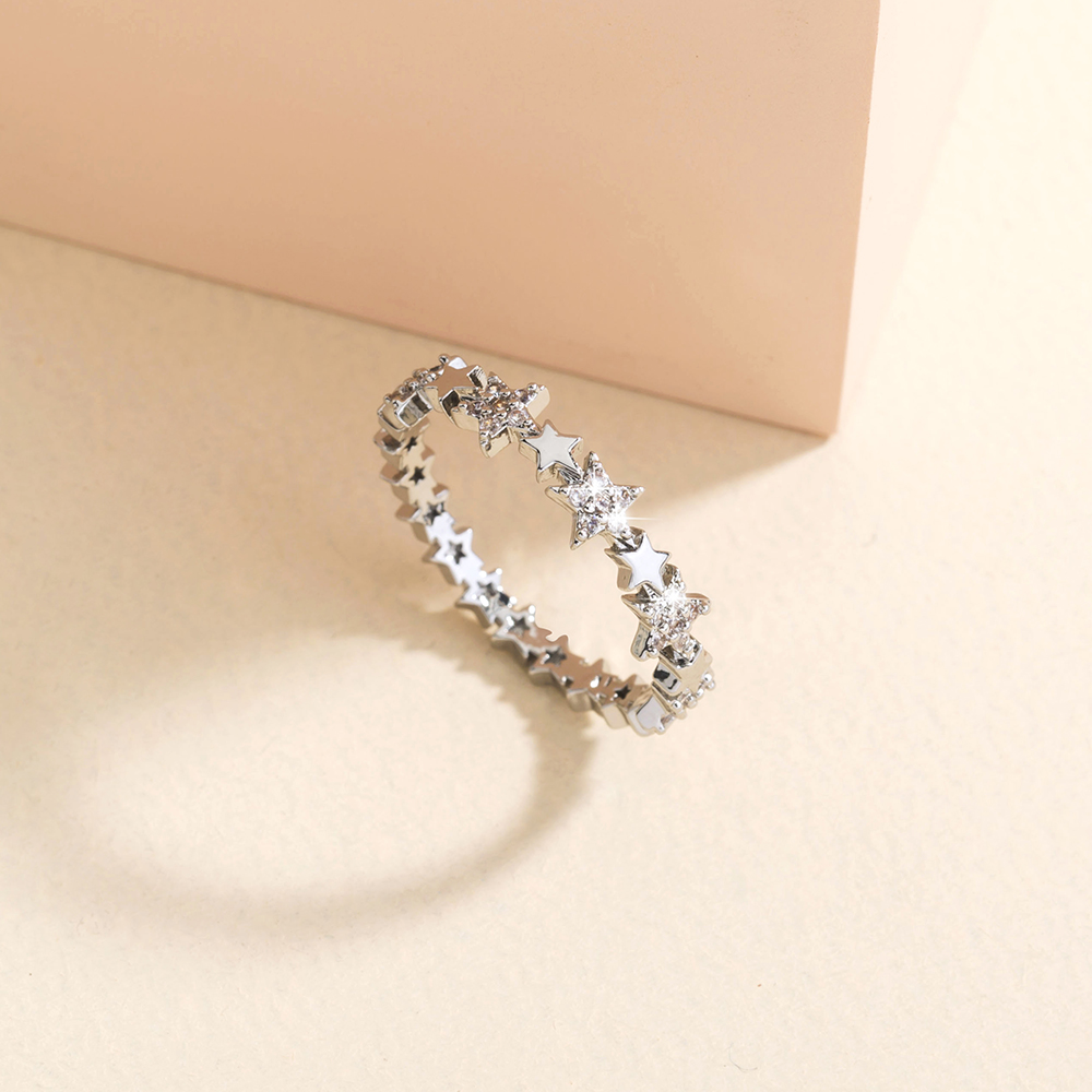 Lovely Star five-pointed Star micro-star Zircon Ring Ring Index Ring Jewelry