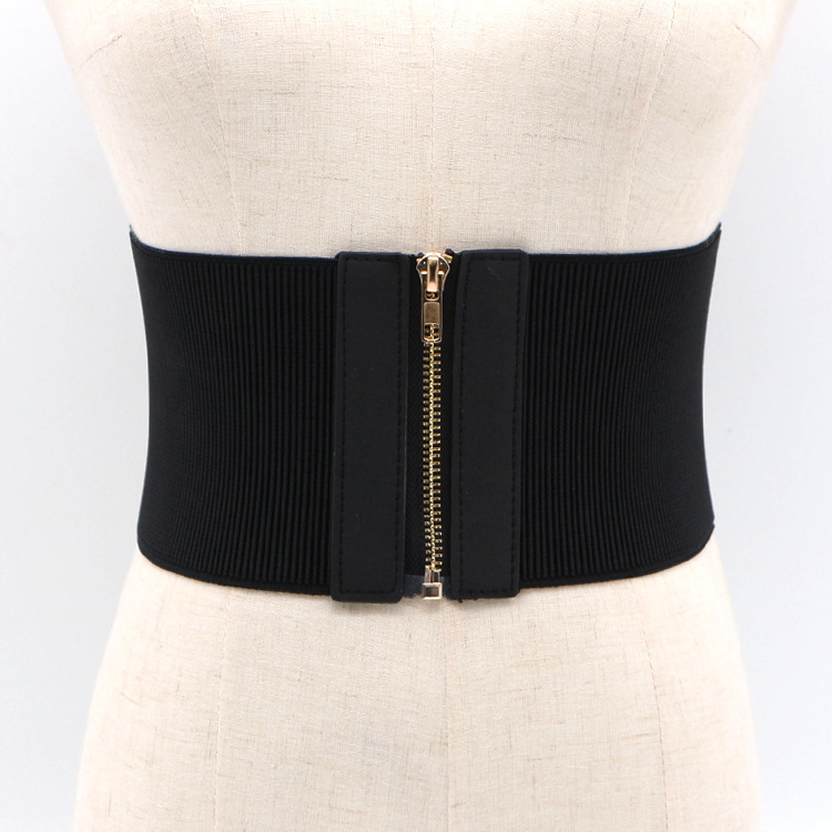 Fashion Black Elastic Wide Waist Dress Shirt Decoration Belt
