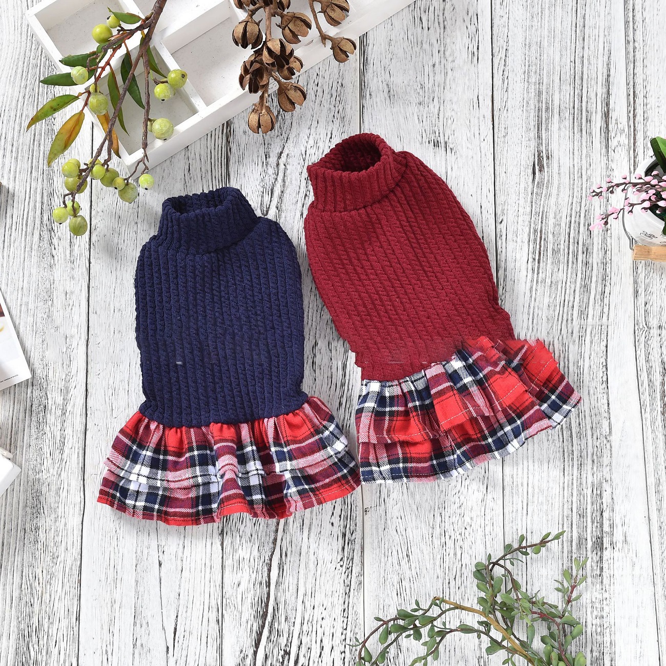 Dog Plaid Skirt Princess Skirt Autumn And Winter Pet Clothes