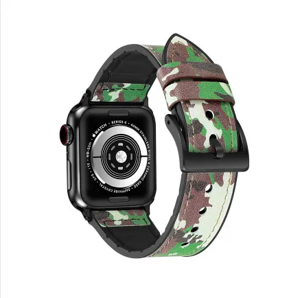 Light Luxury Smart Watch Leather Strap - Camouflage Green