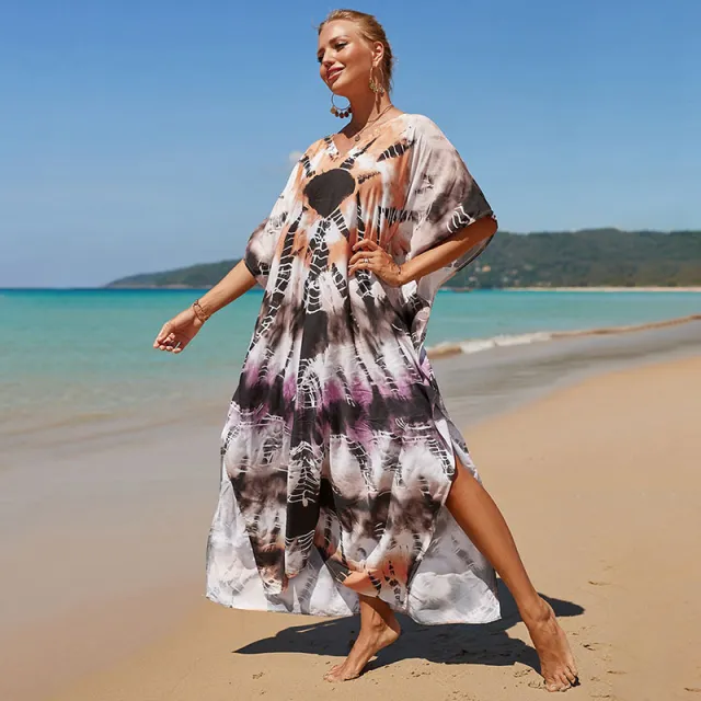 Beach Blouse Rayon Positioning Printing Gown Coffee Department - Shop at LoveMi