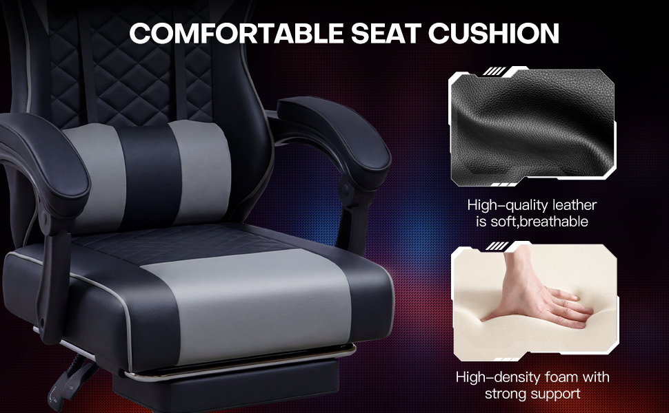 Racing Style Gaming Chair With Footrest,PU Leather,Massage Lumbar — image 12