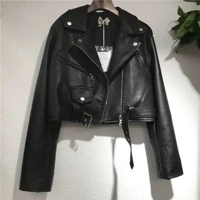 Women's Short Lace up Motorcycle Pu Leather Jacket Black - Shop at LoveMi