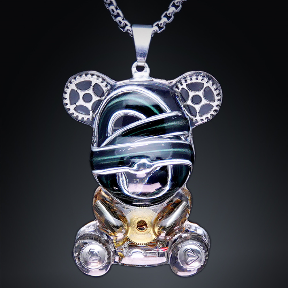 Mechanical Bear Pendant Titanium Steel Necklace