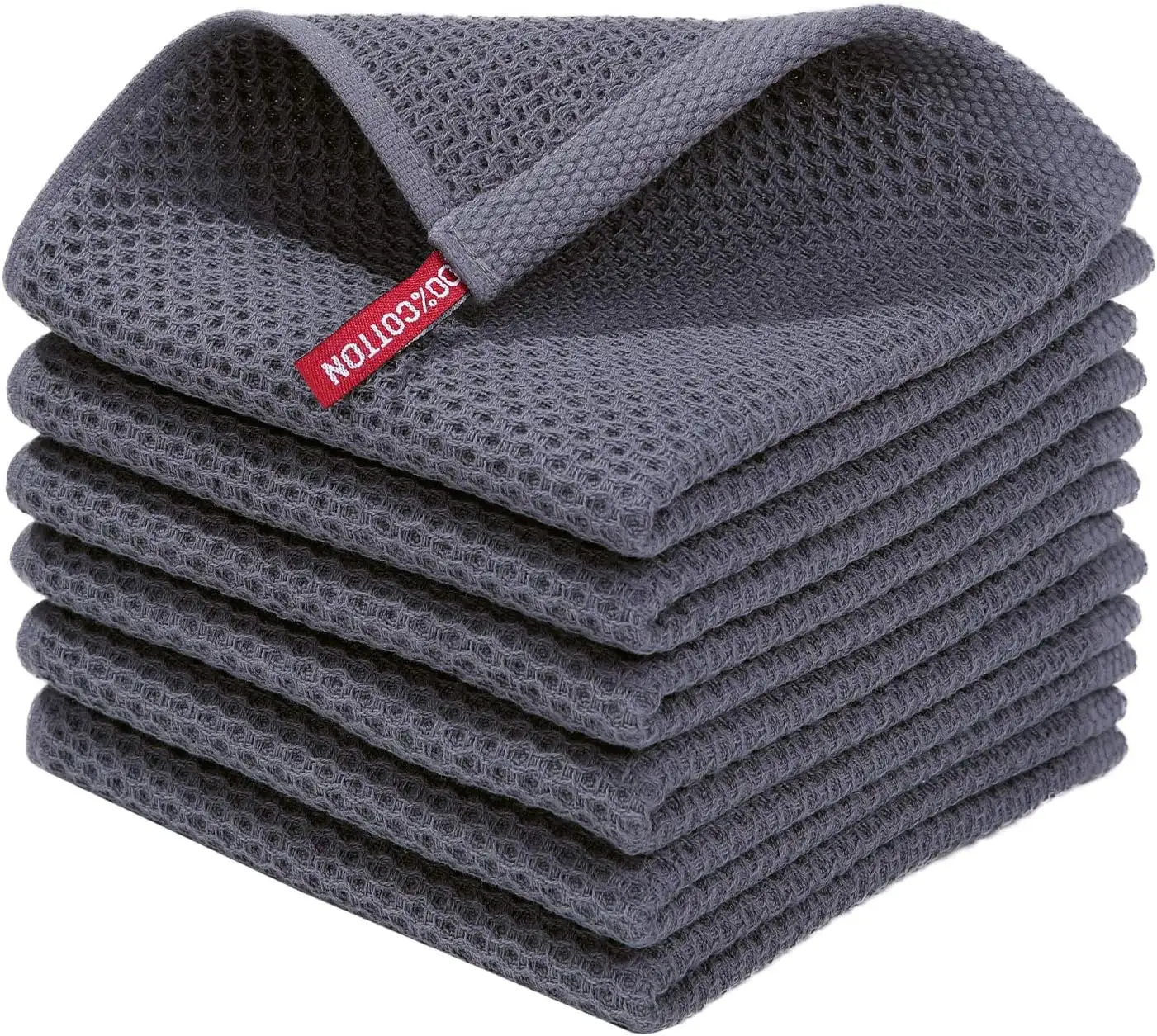 Cotton Waffle Weave Kitchen Dish Cloths, 6