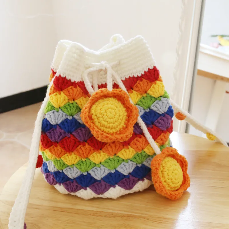 Handbag Xiangyu Handmade Knitted Woolen Bag - Rainbow