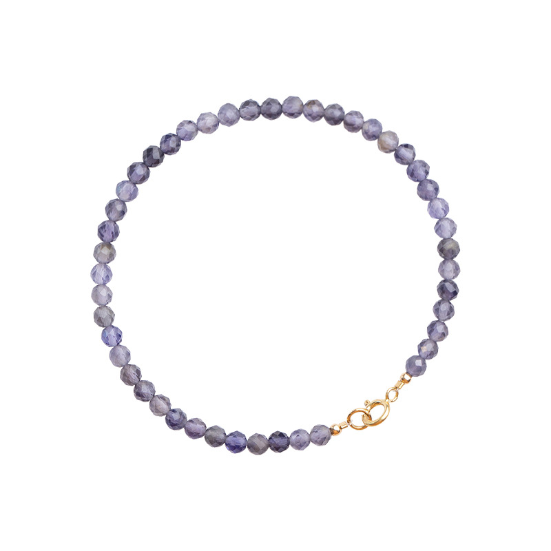 Women's Natural Iolite 3mm Bead Cut Crystal Bracelet