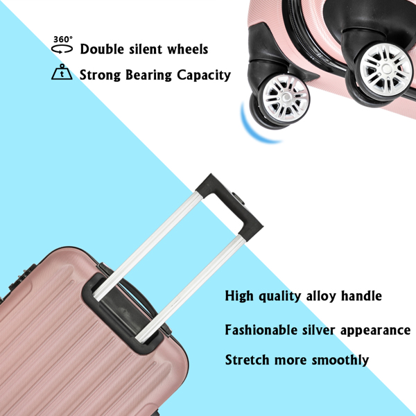 Vertical 3-in-1 Spinner Wheel With Handle Trolley Box 20in 24in 28in ABS Aluminum Alloy Trolley Fashion Color - Rose Gold — foto 6