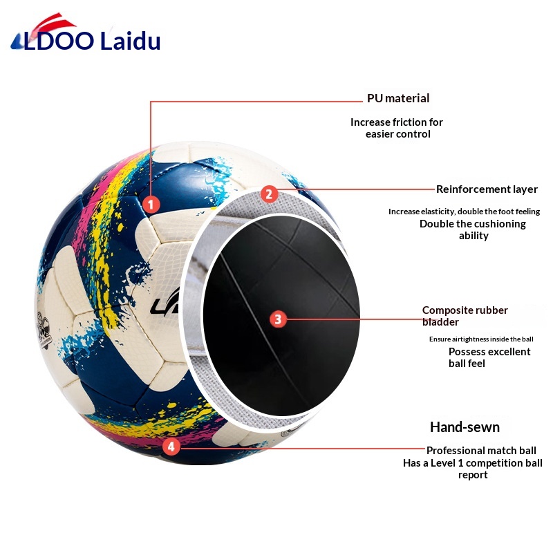 Hand-stitched Football No.5 PU Leather Snakeskin World Cup Football Wear-resistant Soft Leather Leather Luminous Football Wholesale 4
