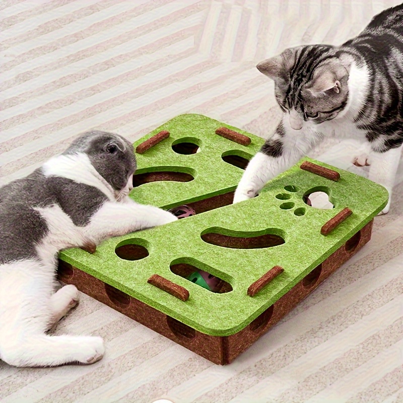 Interactive Cat Puzzle Toy With Maze Tunnel, Bell Ball & Pathways - No Batteries Needed, Durable Felt Construction - Mental Stimulation & Hunting Exercise For Indoor Cats - Pet Exercise Toy For All Br