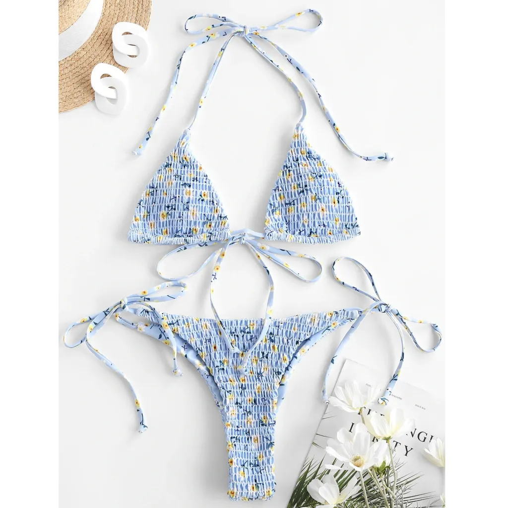 European And American Ladies Split Print Bikini Swimsuit - 9Style-M