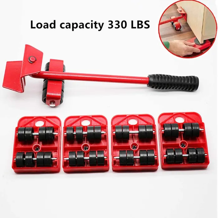 Furniture Lifter and Mover Set, Pry Bar with 4 Sliders for Heavy Furniture and Appliances - detail photo 1