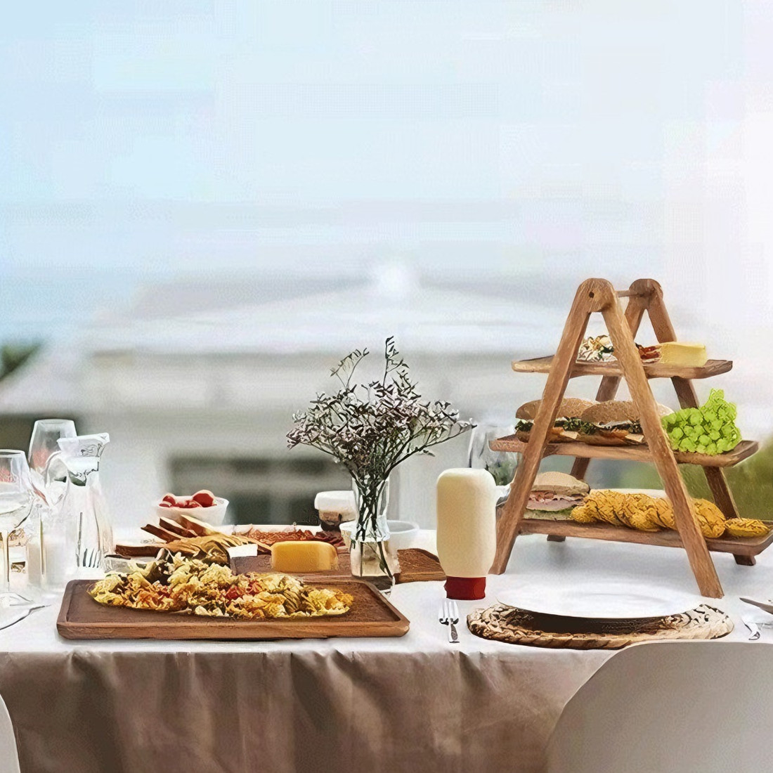 3 Tier Serving Set Platters Wooden Tiered Serving Trays