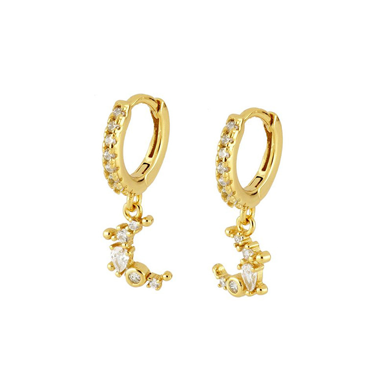 Zirconia Moon Symmetrical Crescent Earrings