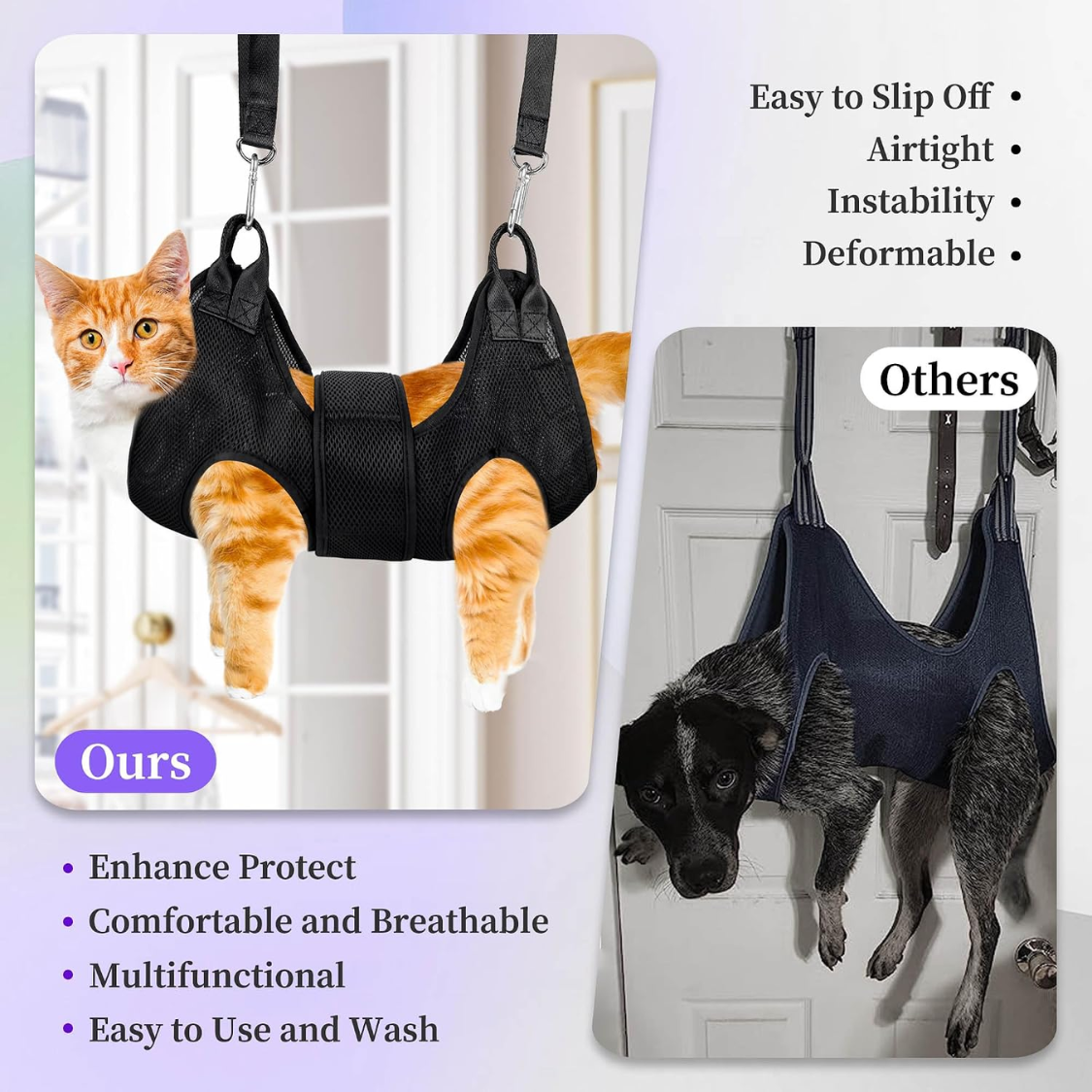 Cat Grooming Hammock Kit For Cats Dogs Up To 12 Lb, Hanging Harness And Sling For Nail Trimming, Includes Clippers Trimmer