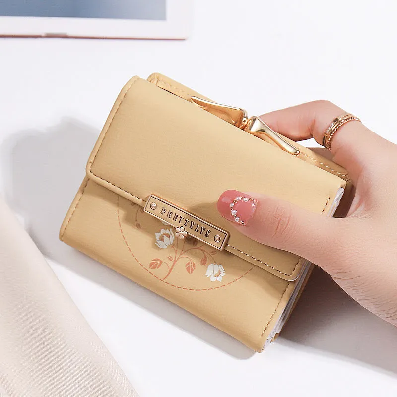Women's Fashion Simple Tri-fold Wallet Card Case - Yellow