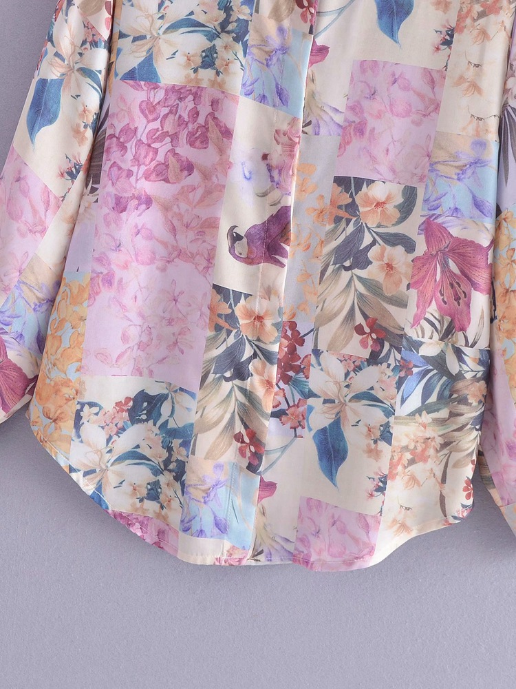 Women's Fashion Printing Single-breasted Shirt Thin Long-sleeved Simple Casual Bottoming Shirt