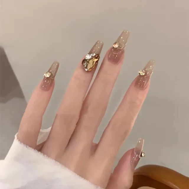 Fake Nails Should Be Champagne With Astringency New Trapezoid - Shop at LoveMi