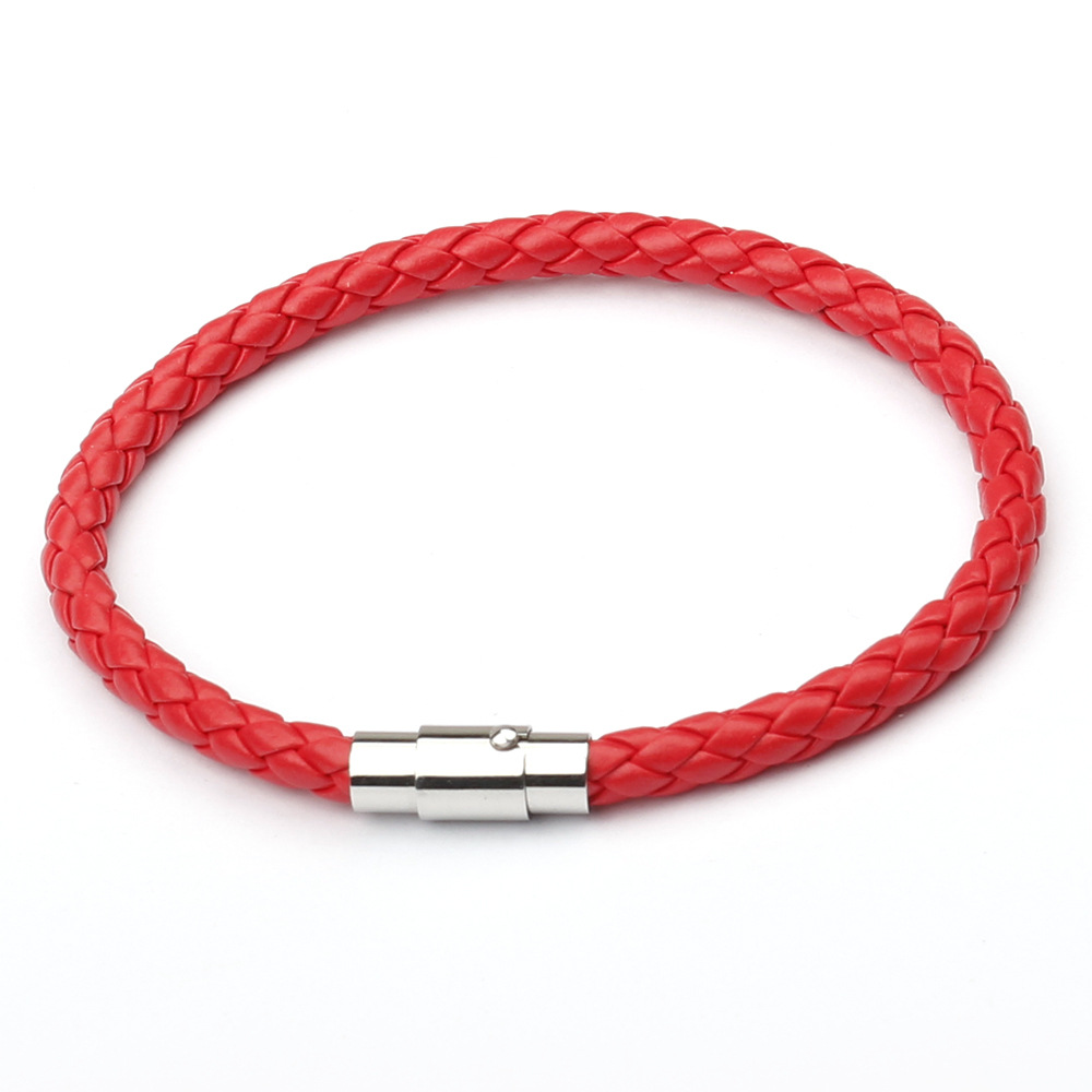 Magnetic Mens 6 Leather Cord Braided Bracelet