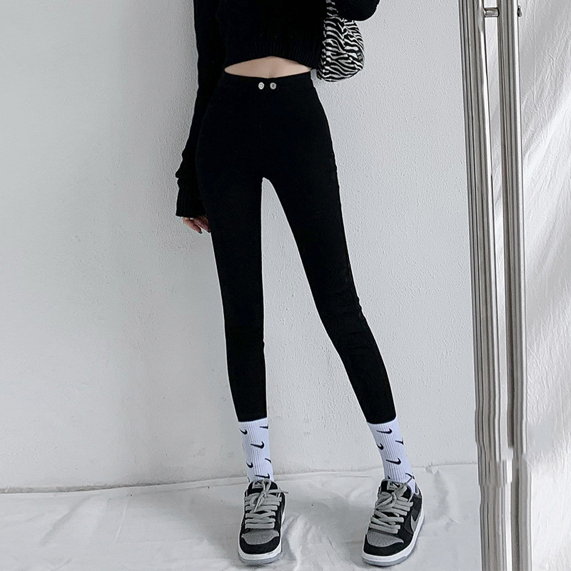 Women's New Hip Lift Elastic Skinny High Waist Jeans Black - Shop at LoveMi