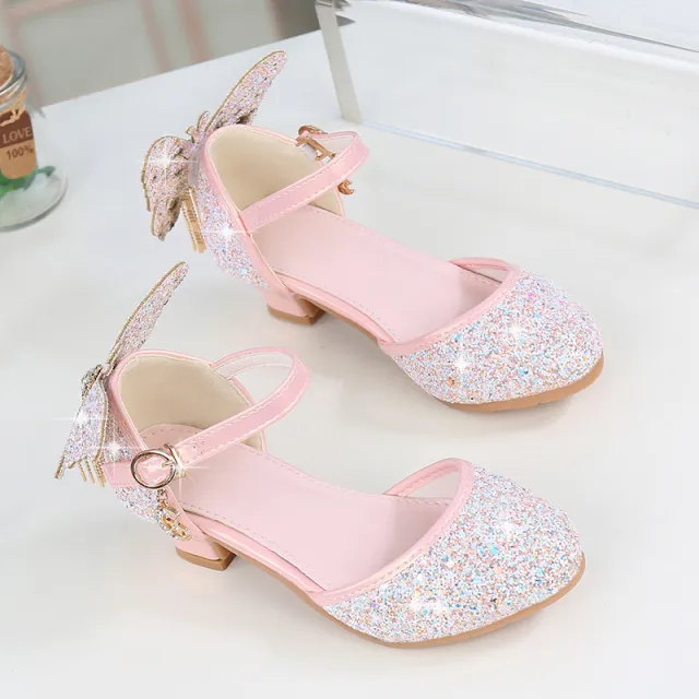 Girls Single Crystal High Heel Sandals Pink - Shop at LoveMi