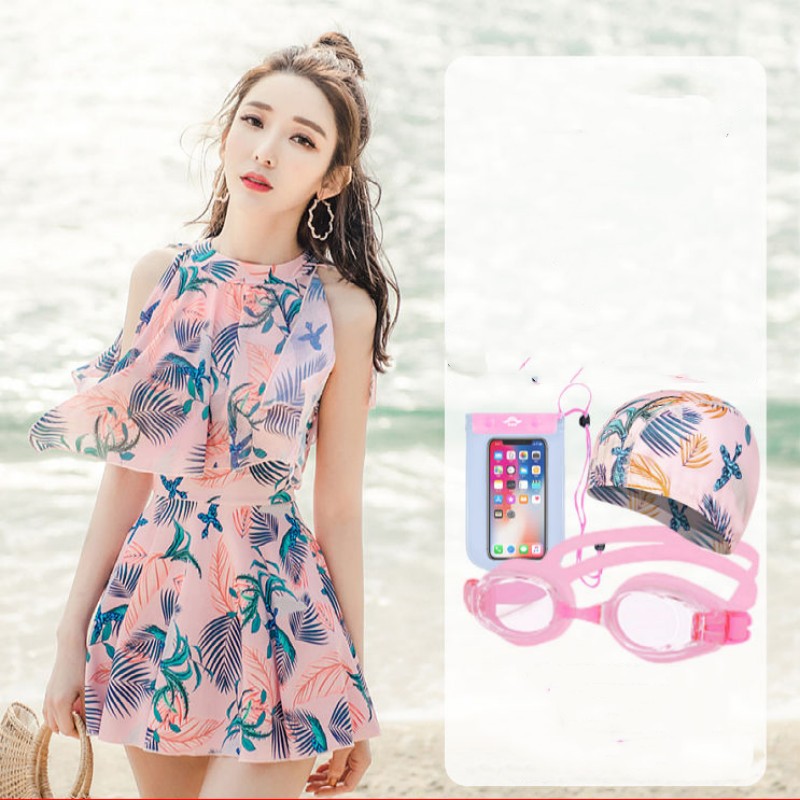 Slimming Cover Belly Conservative Girl Skirt Fashion One-piece Swimsuit