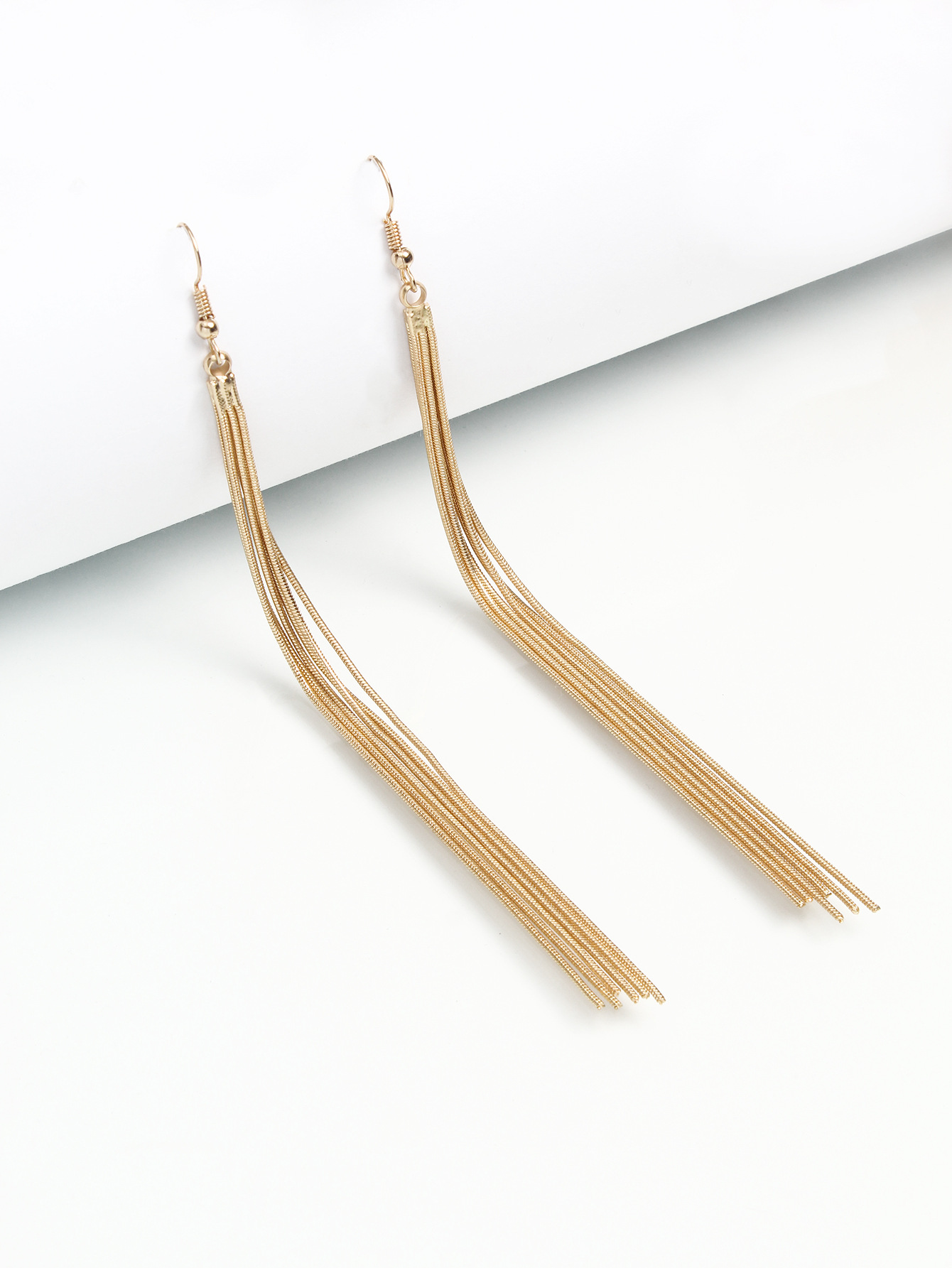 Women's Filament Gold Vintage Double Layer Metal Tassel Earrings