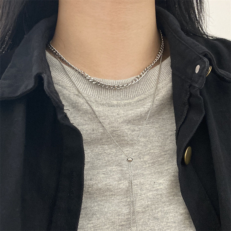 Ins Hip-hop Niche Overlapping Pullout Sweater Necklace