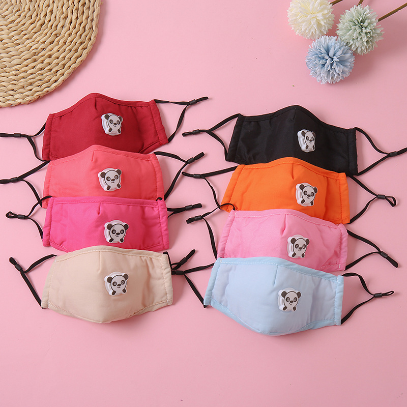 New Style Solid Color Cotton Cloth With Breathing Valve Cartoon Children's Mask