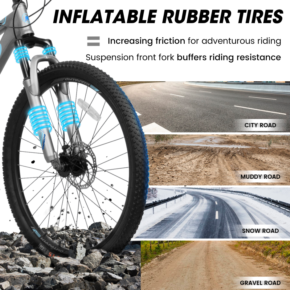 A26251 26-Inch Mountain Bike For Adults And Teenagers, High Carbon Steel Frame, Front And Rear Mechanical Disc Brakes, 21-Speed Gear System, 26×2.125 Tires