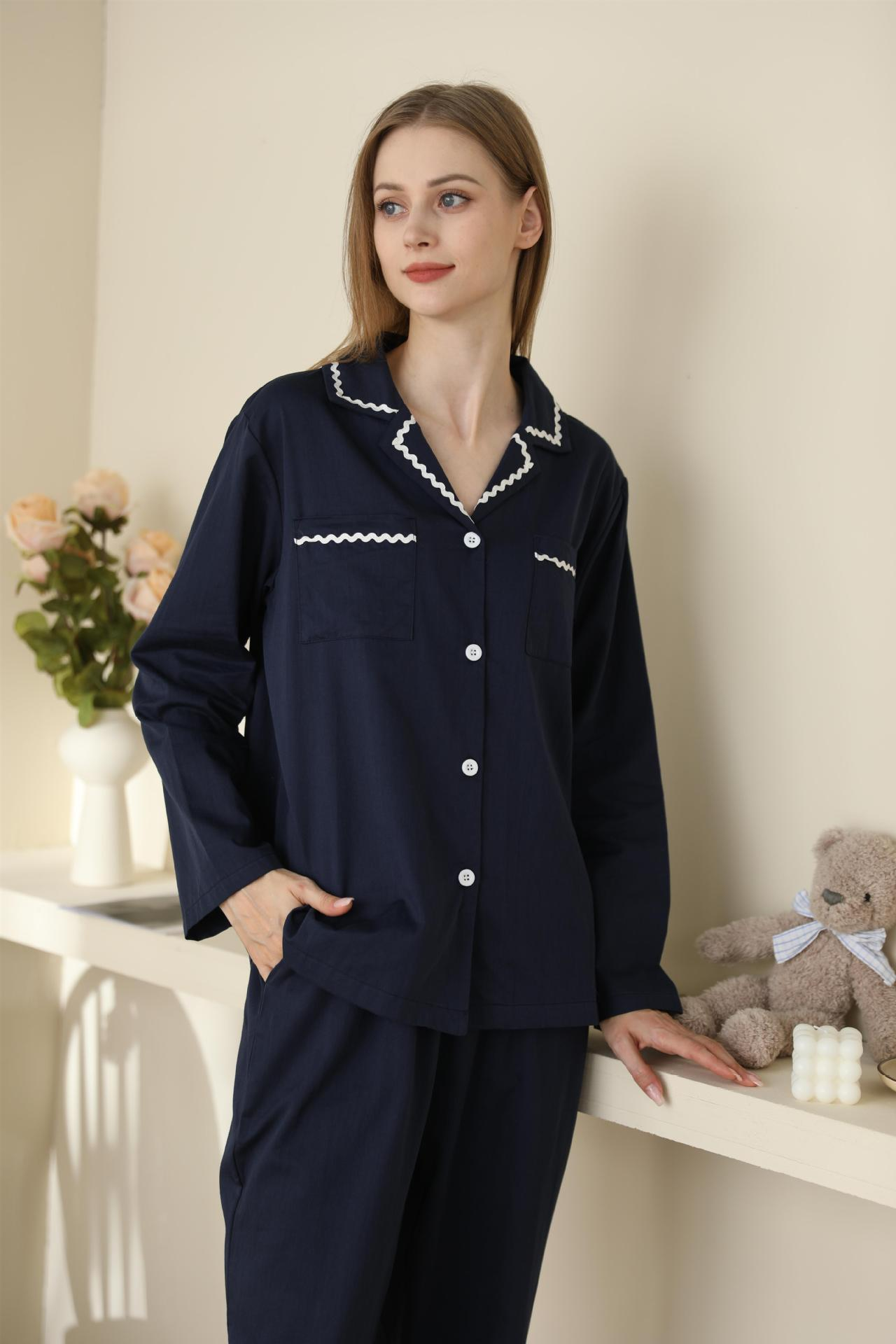 Title 5, Solid Color Suit Collar Pajamas Set