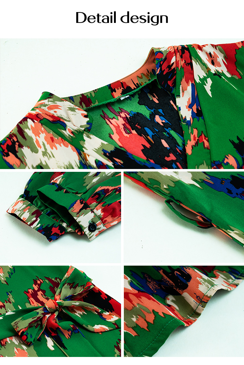 European And American Printed Shirt Dress For Women